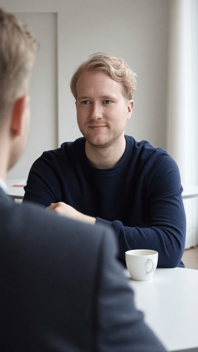 Terence in gesprek met een klant