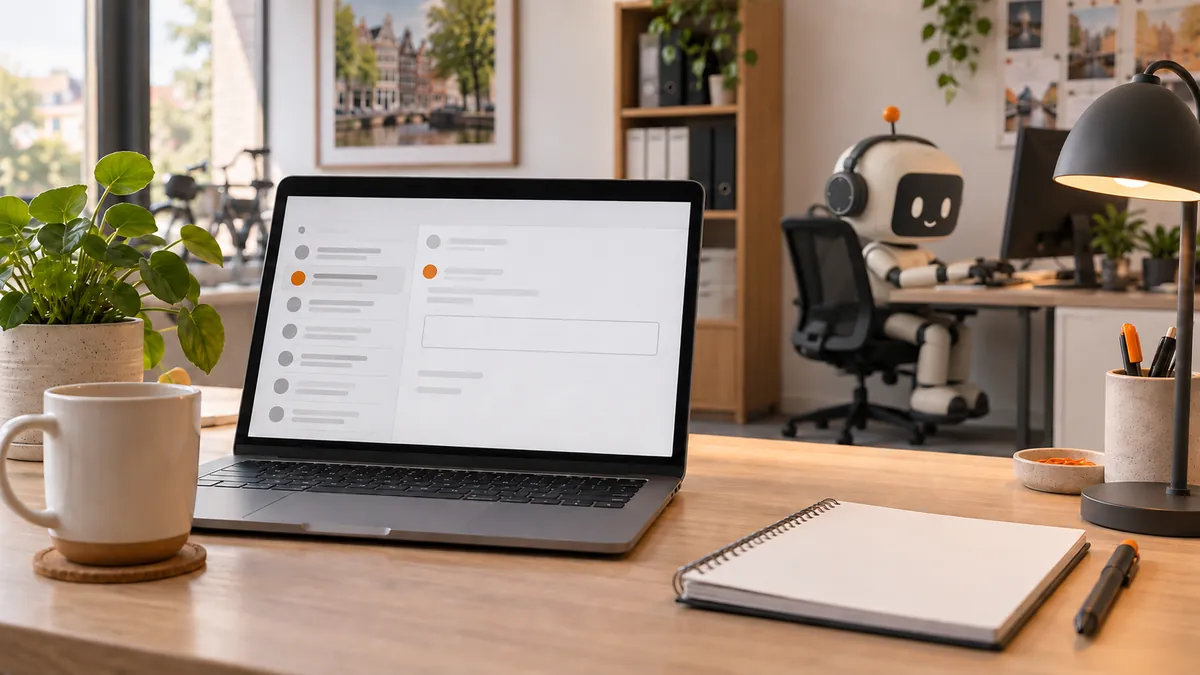 Bureau avec messagerie, champ de référence vide et Pip en arrière-plan.